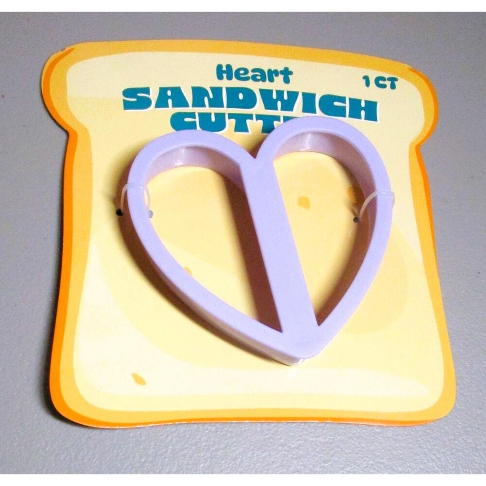 Heart Sandwich Cutter Luncheon Tool Purple Plastic 3.5 x 4 inches Fun Food Prep